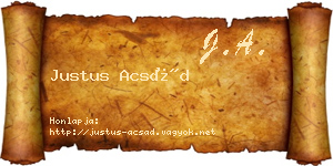 Justus Acsád névjegykártya